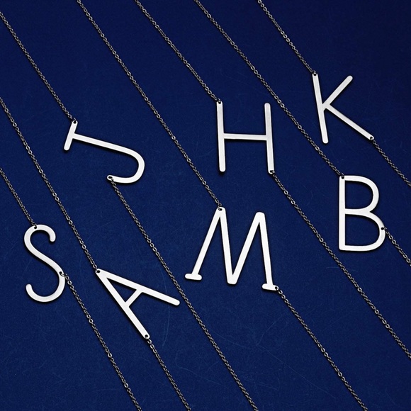 Silver Initial Stainless Steel Pendant Necklace Letters A-Z - Picture 3 of 5